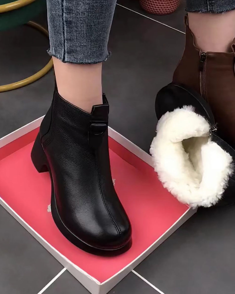 👠【35-40】Noi cizme scurte anti-alunecare cu fermoar lateral de toamnă și iarnă-3840815