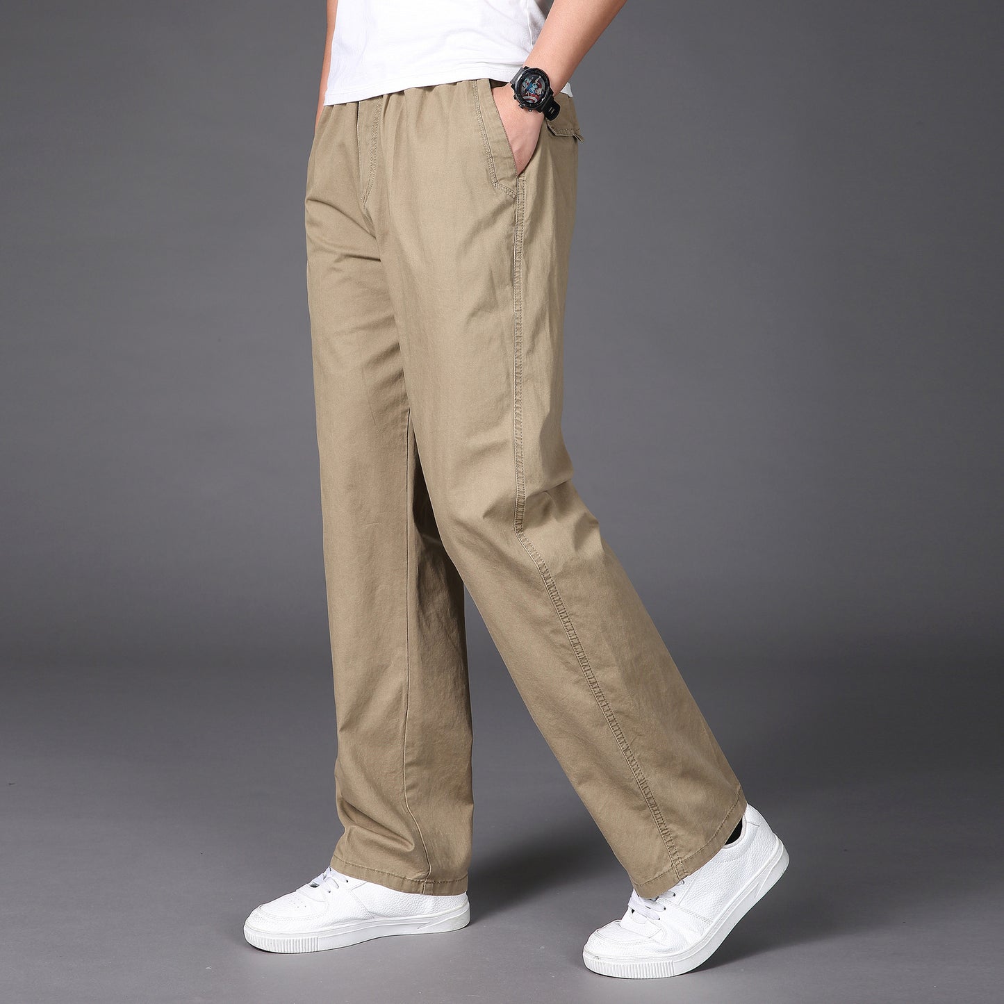 【50-130KG】Pantaloni casual drepti de primăvară și vară pentru bărbați de mărime mare