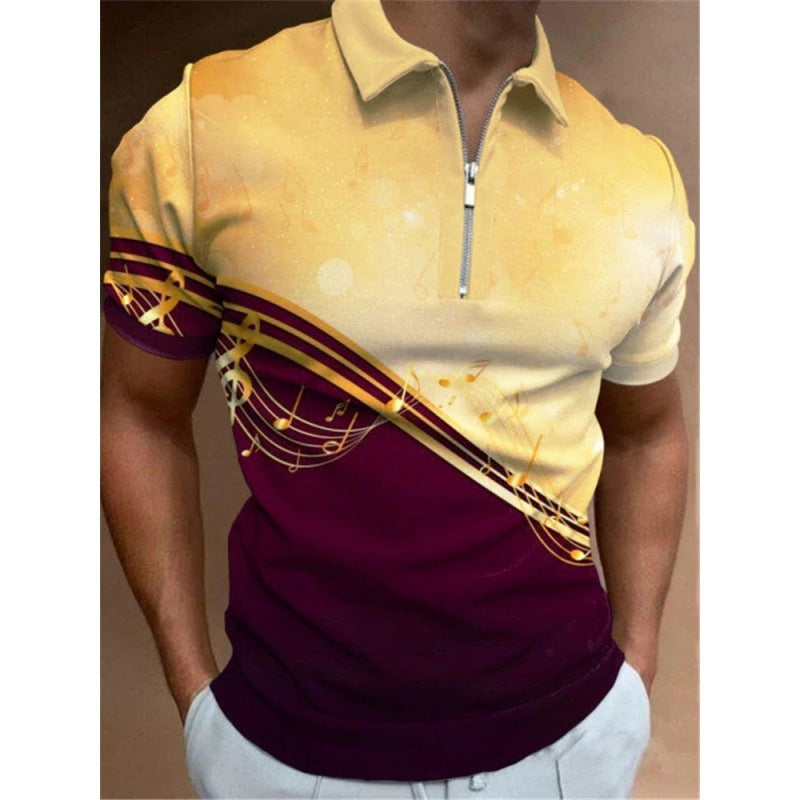 👕【S-6XL】2024 noul tricou polo pentru bărbați, cu fermoar, cu imprimeu