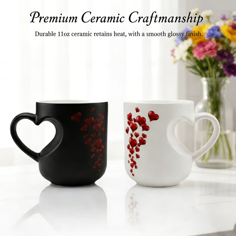 📢📢50% zniżki ⏰ Ceramiczny kubek na Walentynki z uchwytem w kształcie serca, który zmienia kolor💝✨-4234885