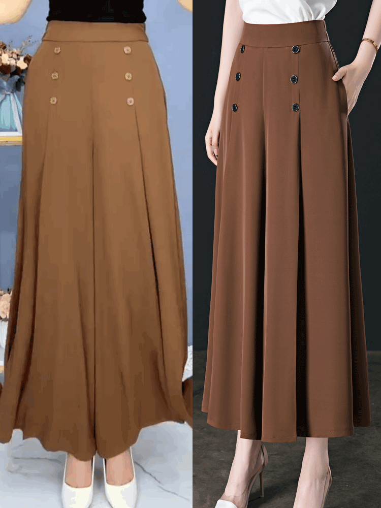 💖【M-5XL】Modna, drapowana spódnica damska z szerokimi nogawkami i wysokim stanem-4249264