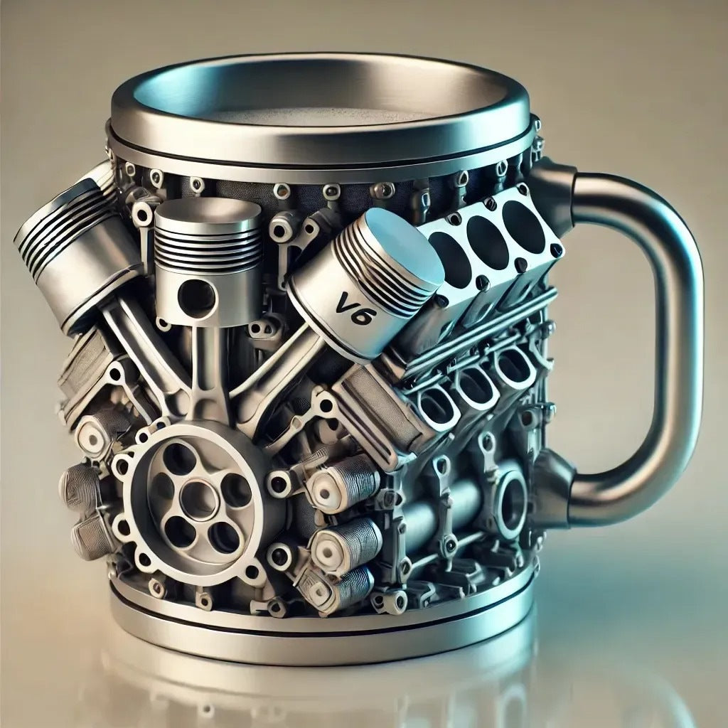 🎁☕【Cumpărați  unul și primiți unul gratuit】Ceașcă de cafea din oțel inoxidabil Creative Engine V6V8-4056017