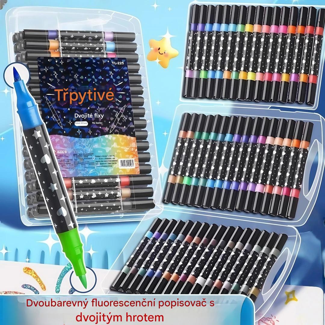 🔥✨️【12 kusů (dárková krabička s oboustranným uzávěrem a 24 barev)】🎨🖍️Sada dvoubodového bleskového osvětlení-4193270