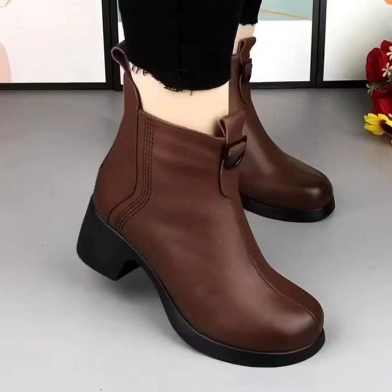 👠【35-40】Noi cizme scurte anti-alunecare cu fermoar lateral de toamnă și iarnă-3840815