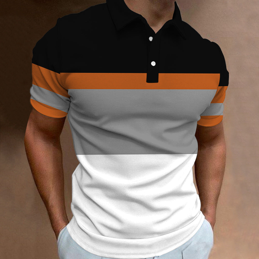 🔥👔【S-6XL】Tricou POLO pentru bărbați cu dungi noi de vară, imprimat 3D