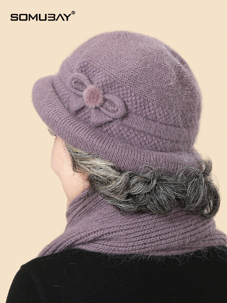 🧶Pălărie + eșarfă 🧶 Însoțitor cald iarna: pălărie caldă de lână tricotată