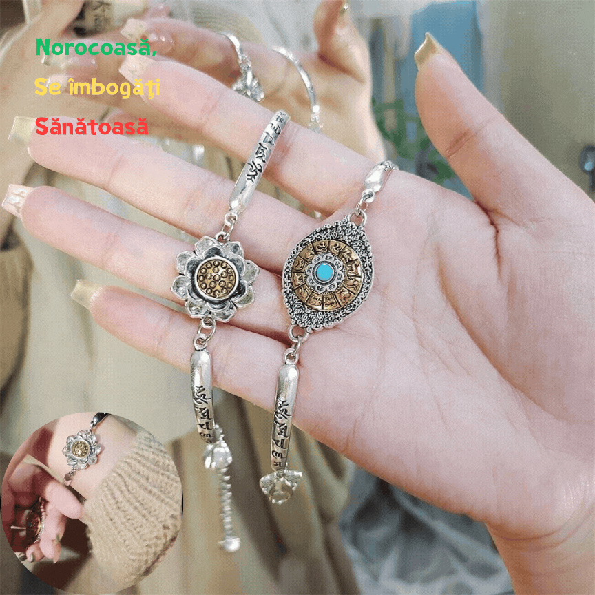 🔥【cumpărați 1 Și Primiți 1 Gratuit】 2025, Noua Brățară Norocoasă Cu Mantra Cu Șase Caractere Rotativă Lotus-4009842