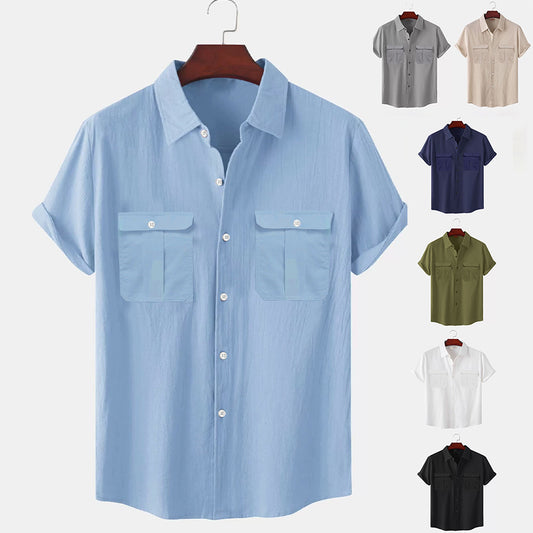 【🔥Reduceri de vară🔥】✨🎉【M-5XL】Cămașă bărbătească de vară nouă, simplă, casual, din in, 2025-4001315