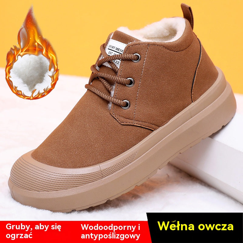 【39-45】Męskie zimowe buty śniegowe z grubą podeszwą i podszewką z polaru, wodoodporne