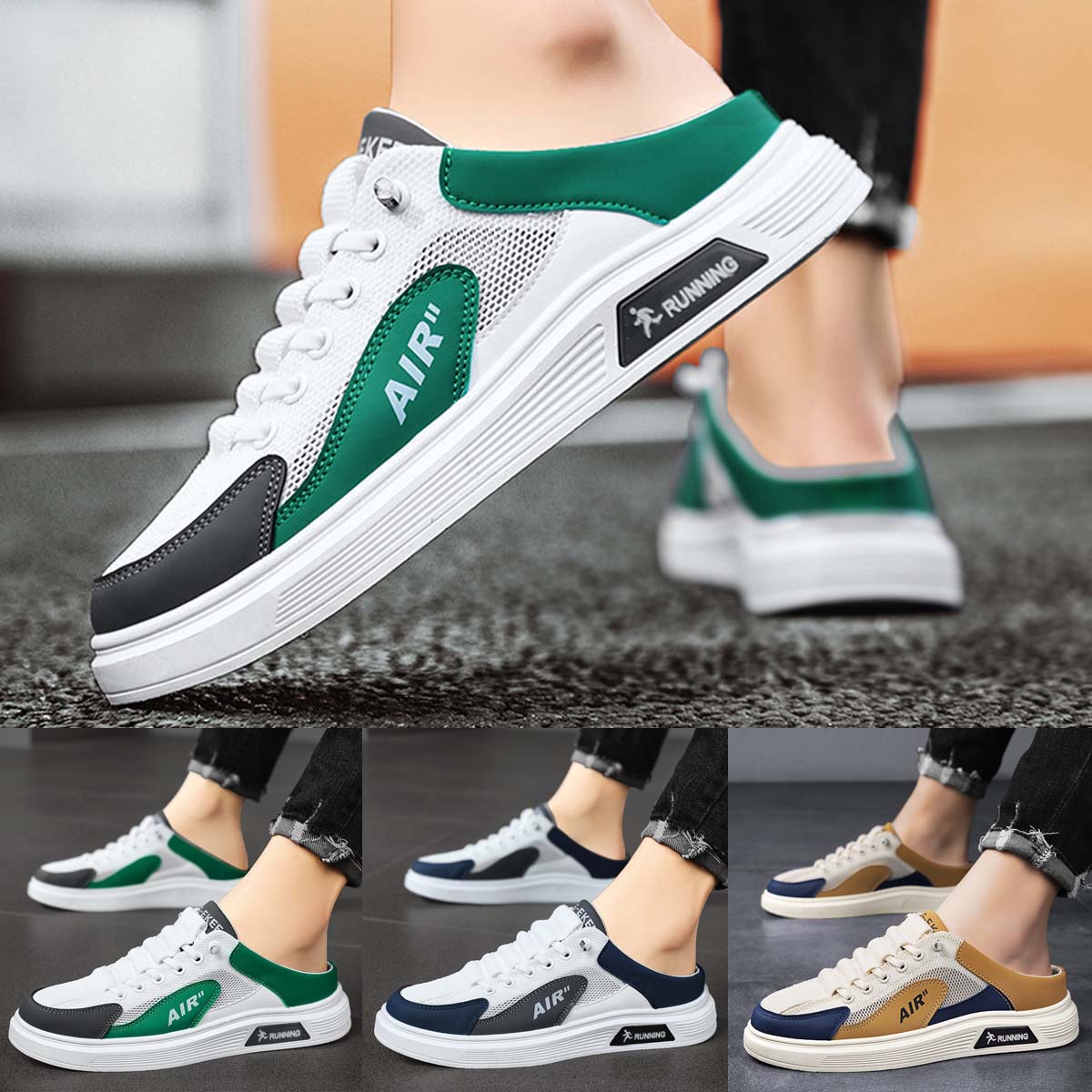 2026 Nowe trampki casualowe, wiosenne, oddychające, siateczkowe, wsuwane buciki sportowe, buty męskie