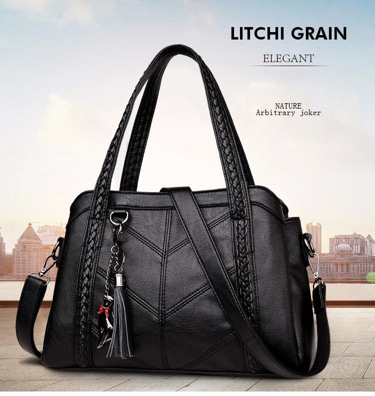 💟【45% OFF】Geantă de piele de bou, geantă de mână, capacitate mare cu trei spații, pilele moale.