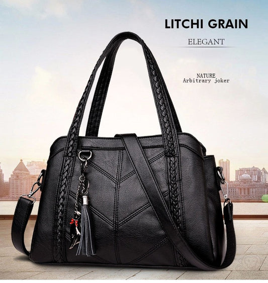 💟【45% OFF】Geantă de piele de bou, geantă de mână, capacitate mare cu trei spații, pilele moale.