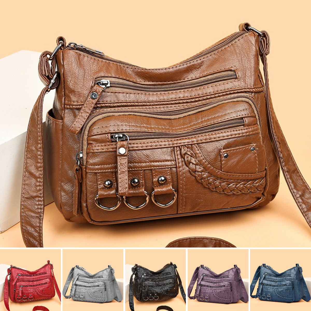 💥👜2026 nowa torba na ramię / crossbody z miękkiej skóry o dużej pojemności-4208275