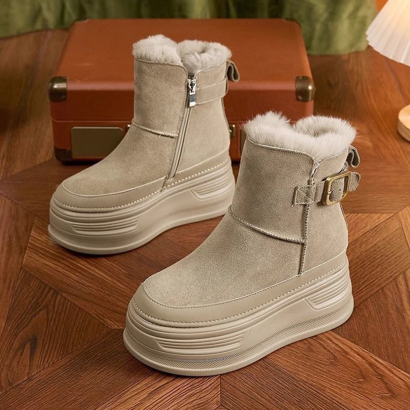 ⛄️👢【35-40】Talpă groasă din piele moale de stil nou, plus cizme de damă din catifea, la modă și calduroase