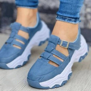 💥Ofertă pe durată limitată 💥【35-43】 Sandale sport noi, casual, cu cataramă talpă groasă cu vârf rotund, pantofi clasici de damă-4052848