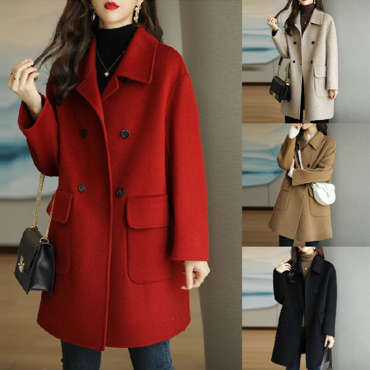 🌈🩰Ostatni dzień, 39% zniżki: Nowy dwustronny płaszcz z wełny kaszmirowej-4152660