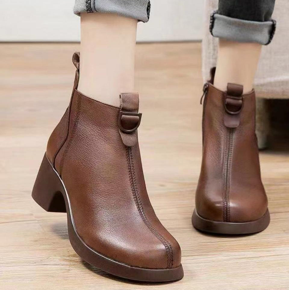 👠【35-40】Noi cizme scurte anti-alunecare cu fermoar lateral de toamnă și iarnă-3840815