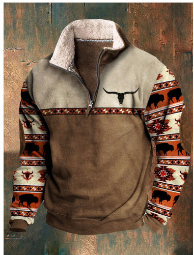 👕【S-4XL]2025 Męski modny, jesienno-zimowy, ciepły sweter z długim rękawem i nadrukiem 3D-4110584