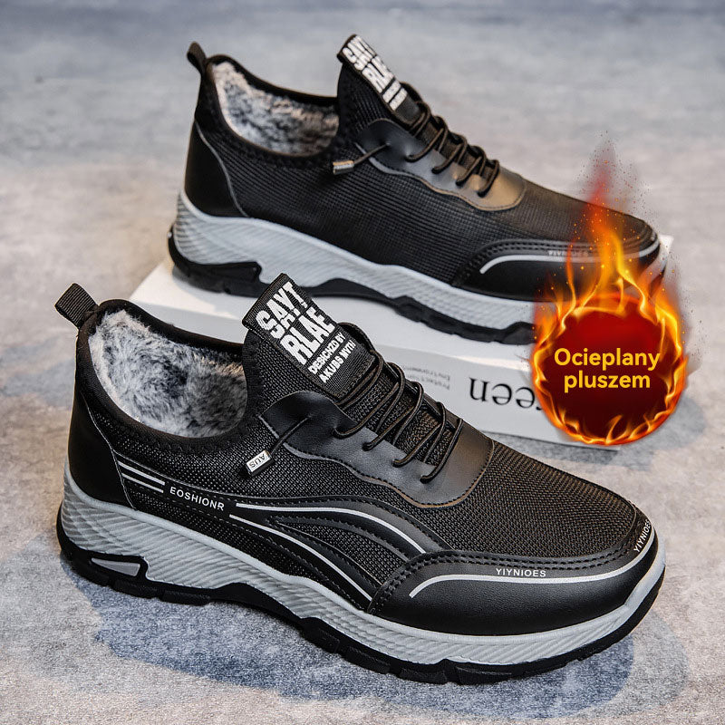 【39-44】Męskie buty z grubej bawełny z podszewką z polaru, nowy styl zimowy, buty do chodzenia, codzienne, wygodne, miękka podeszwa-4183768