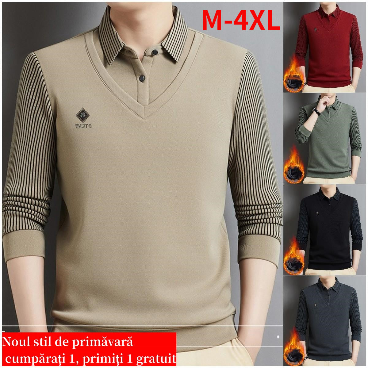 🔥【M-4XL】Top cald pentru bărbați din cașmir premium, din două piese, all-in-one