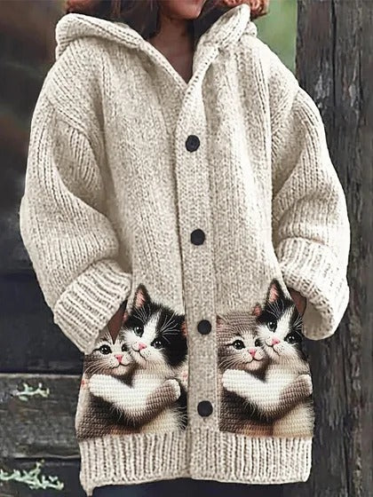 【S-5XL】Plyšový roztomilý s kapucí s fleecovou podšívkou, tlustý kabát-4183751