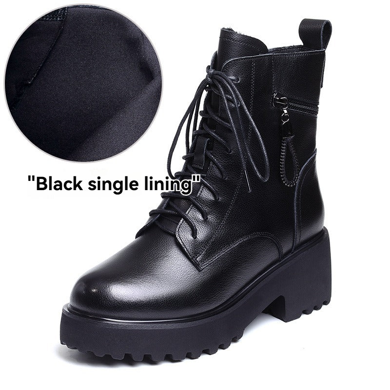 👢2024 noi cizme de zăpadă din piele moale cu talpă groasă de toamnă și iarnă cu toc mijlociu-3814050