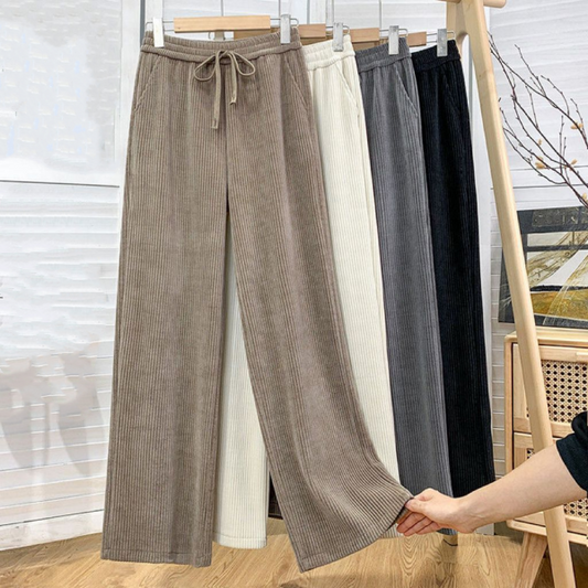 🔥【Compre uno y llévese otro gratis】 👖Nuevos pantalones casuales de terciopelo con perneras anchas, muy cómodos de usar.