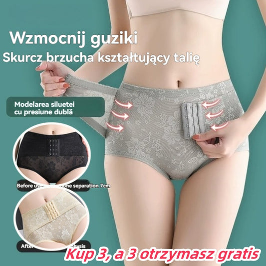 👩‍🦰【Zestaw 3-częściowy】6-częściowa bielizna podnosząca pośladki zapewniająca kontrolę brzucha w średniej talii-4215462