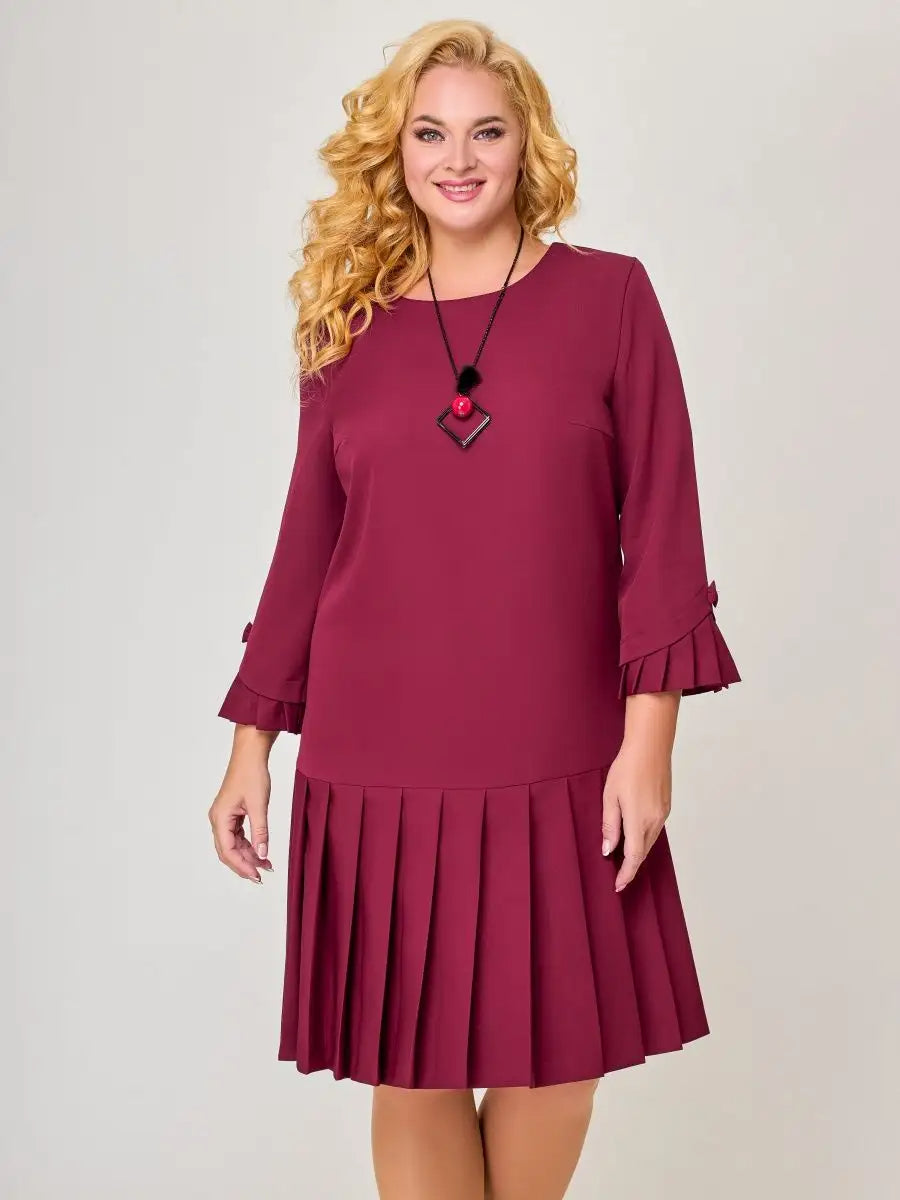 💌 【S-5XL】👗 2026 zimowa nowa wysokiej jakości elegancka sukienka w jednolitym kolorze-4240534