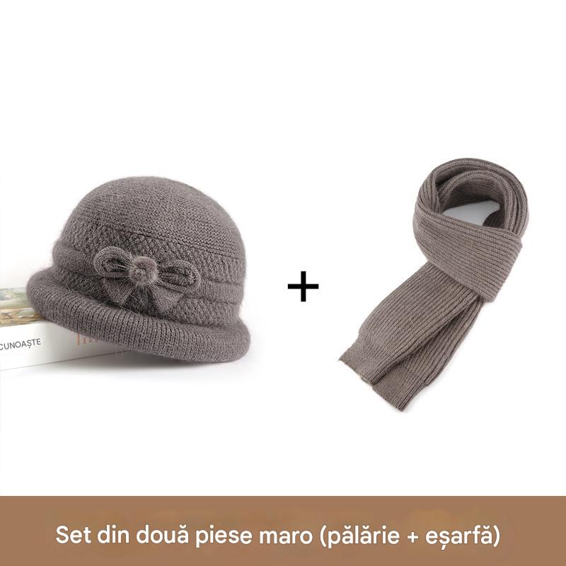 🧶Pălărie + eșarfă 🧶 Însoțitor cald iarna: pălărie caldă de lână tricotată