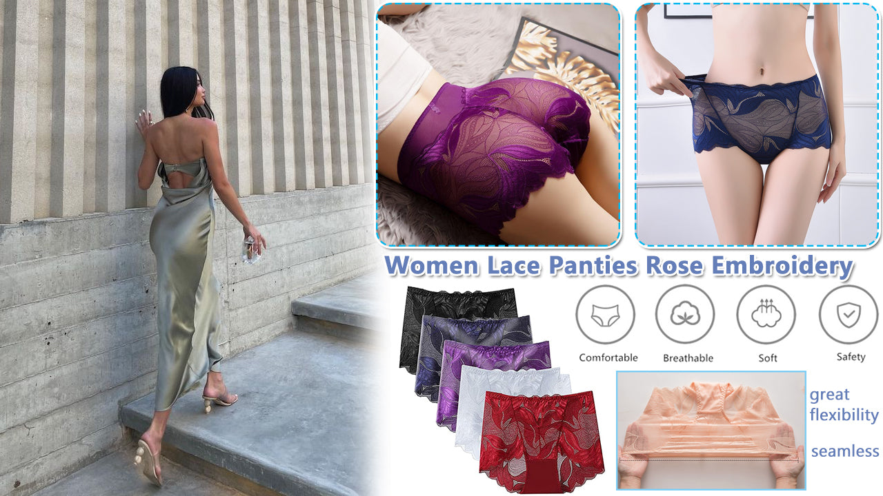 Chiloți pentru femei cu talie medie Ridicarea sexy a șoldurilor din dantelă respirabilă Stâlp de bumbac pur-3906352