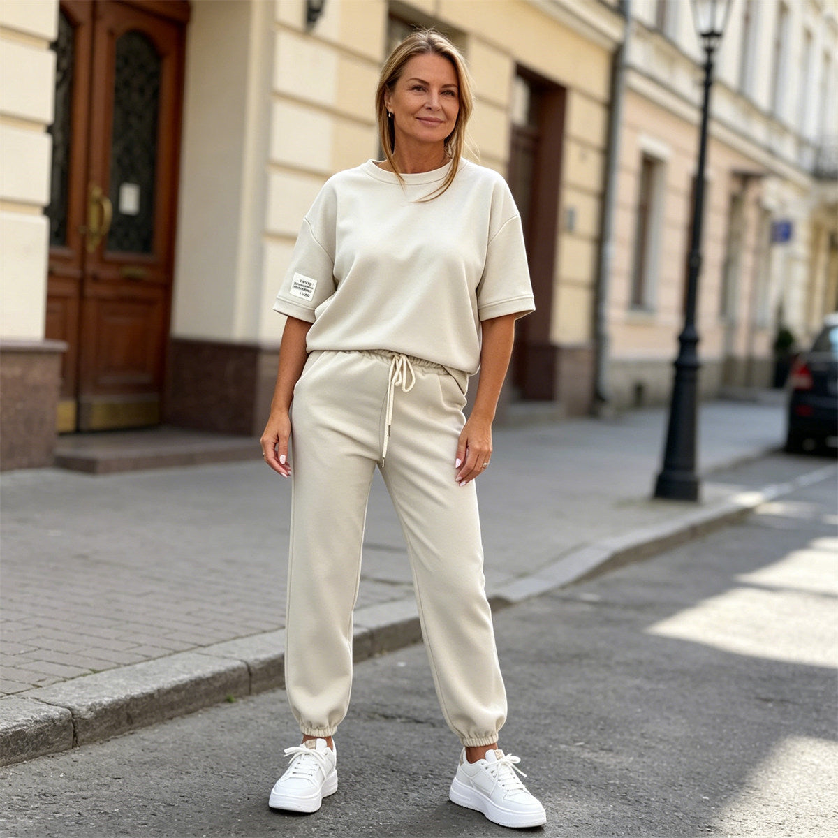 ✨ Damski zestaw casualowy z jednolitym topem i spodniami
