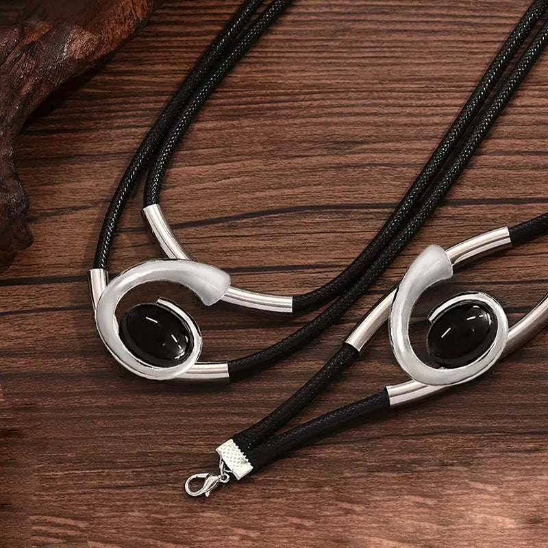 ✨🔥【Cumpărați 1, primiți 1 gratuit】Set colier + brățară cu pietre prețioase în stil boem-4074314