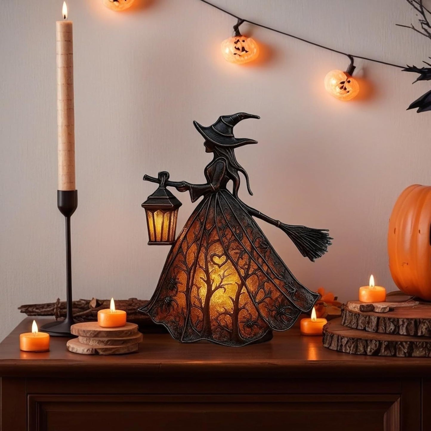 🧙‍‍♀️Λάμπα μάγισσας για το Halloween, τρομακτικό γοτθικό διακοσμητικό φανάρι, μοναδικό διακοσμητικό μοτίβο επιτραπέζιου λαμπτήρα, νυχτερινό φως με πόδια.-4116944