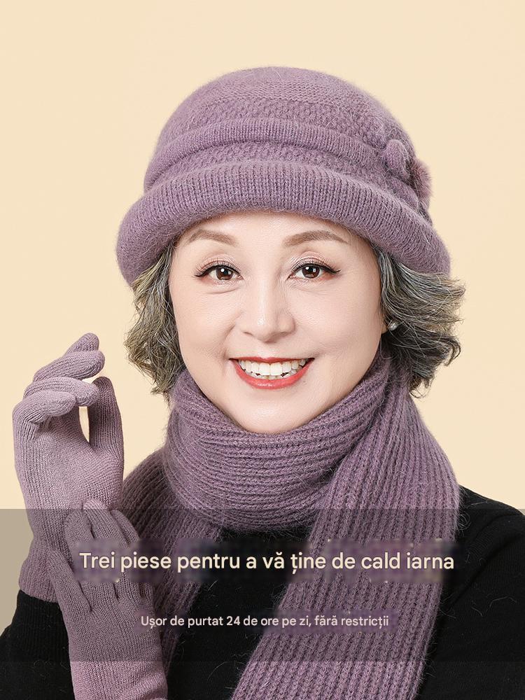 🧶Pălărie + eșarfă 🧶 Însoțitor cald iarna: pălărie caldă de lână tricotată