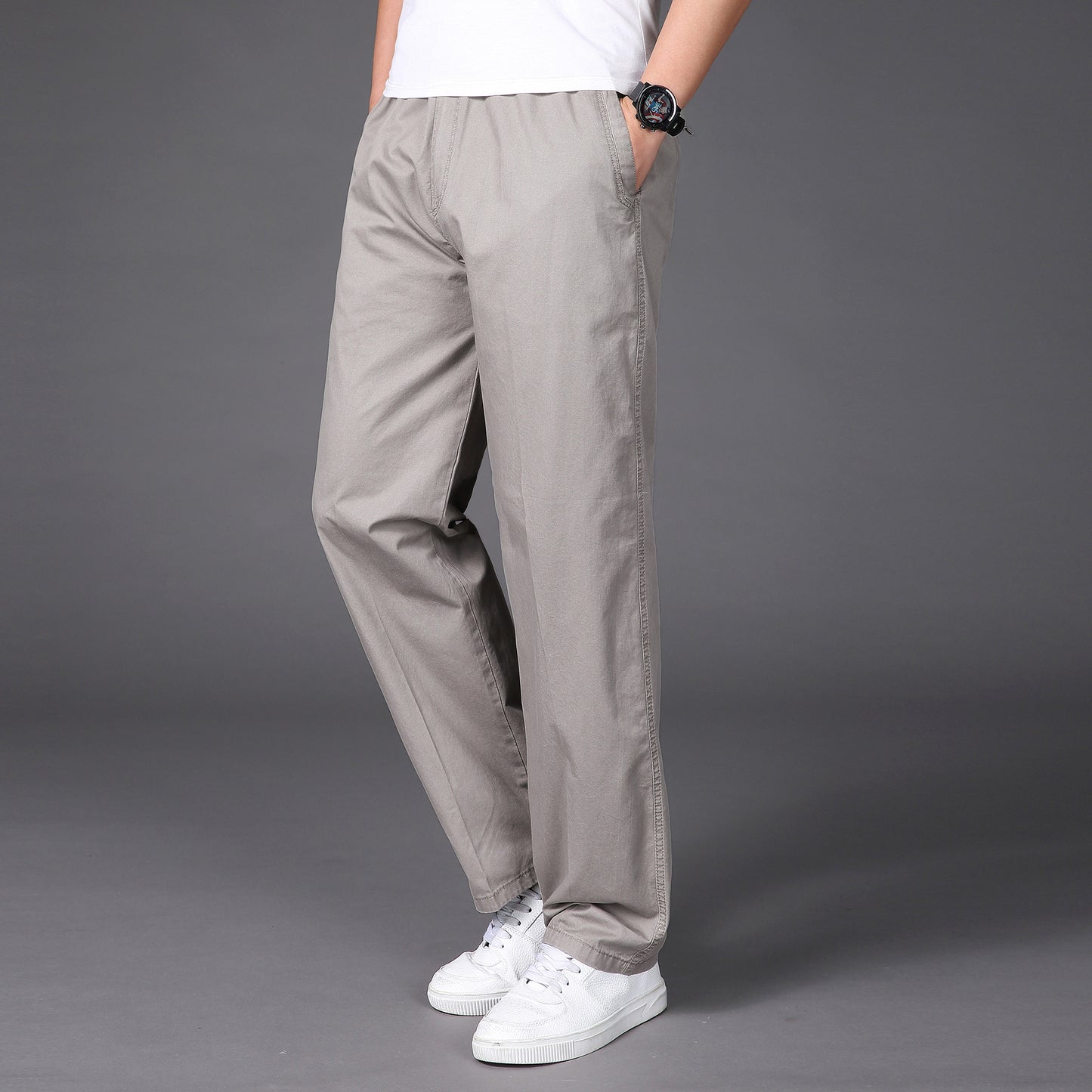 【50-130KG】Pantaloni casual drepti de primăvară și vară pentru bărbați de mărime mare