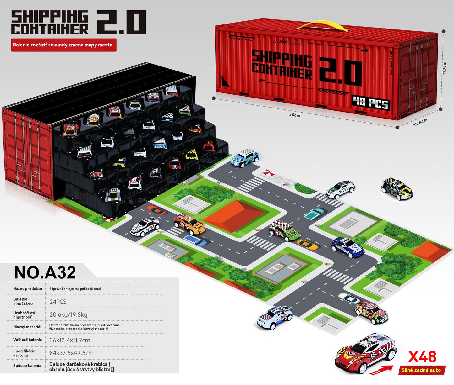 🎅Vánoční výprodej - 50% sleva🎁 48 mini autíček s natahovací zádí a vestavěnou garáží-4158166