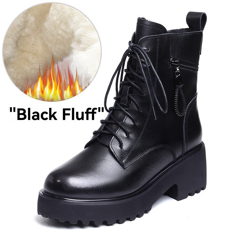 👢2024 noi cizme de zăpadă din piele moale cu talpă groasă de toamnă și iarnă cu toc mijlociu-3814050