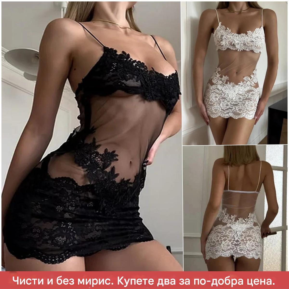 😍😍[39% zniżki] Seksowna, przezroczysta, siateczkowa sukienka z haftowaną koronką-4239925