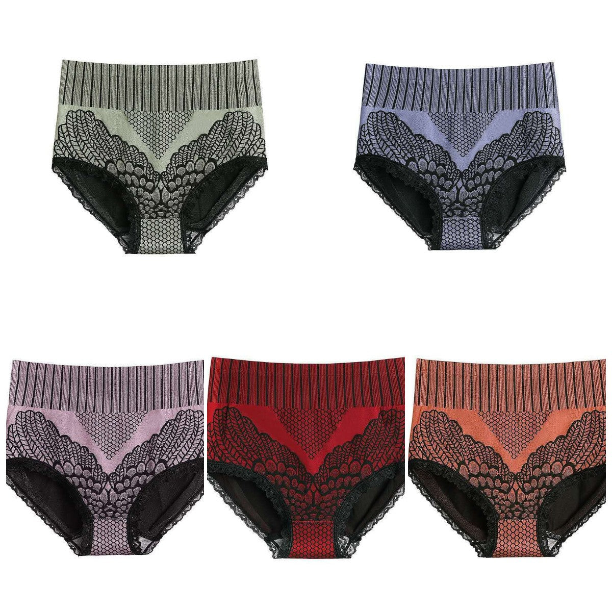 💋【Cumpărați 5 bucăți, primiți 5 bucăți gratis】 Lenjerie de corp cu talie înaltă din bumbac grafen-3916332