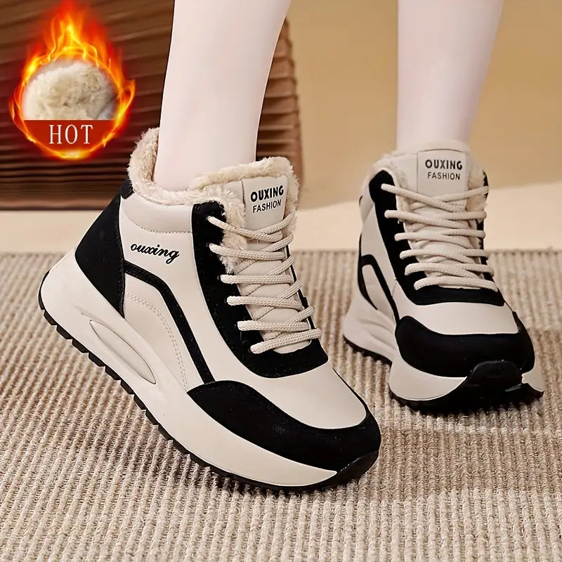 🔥【35-40】👢Cizme de iarnă pentru zăpadă, căptușeală de pluș, pantofi din bumbac antiderapante și la modă-4098421