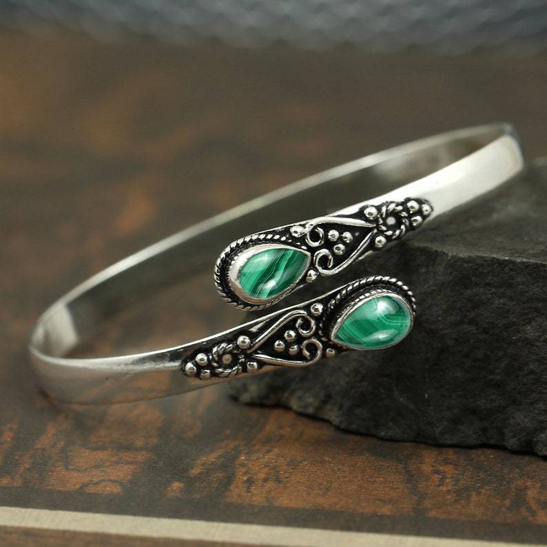 Βραχιόλι Vintage S925 Silver Green Agate-4118139
