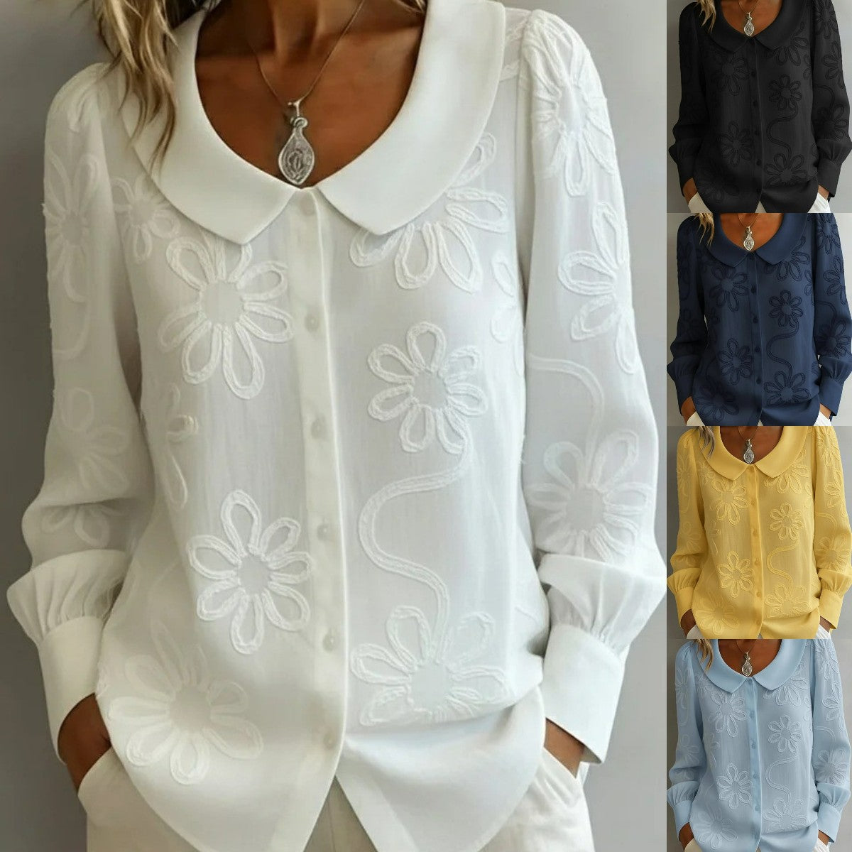 👚 Francuska retro koszula z haftem 2026-4238008