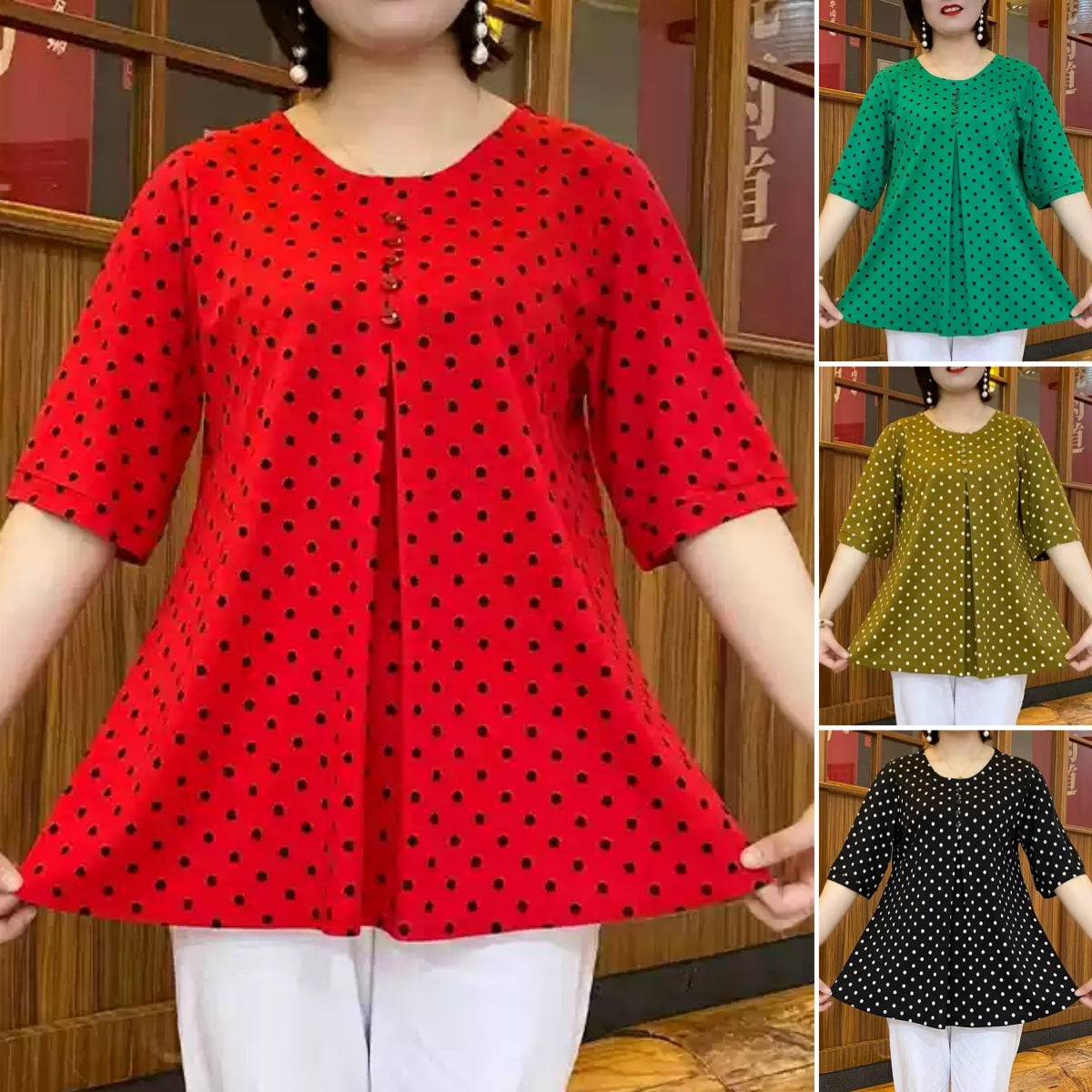 【S-6XL】❤️Nowa koszula z krótkim rękawem w kropki z 2026 r-4223466