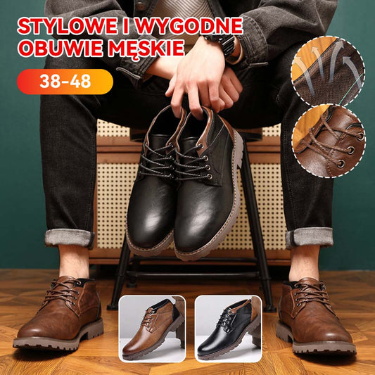 Męskie, duże, sznurowane, niskie buty robocze typu martin-4144937