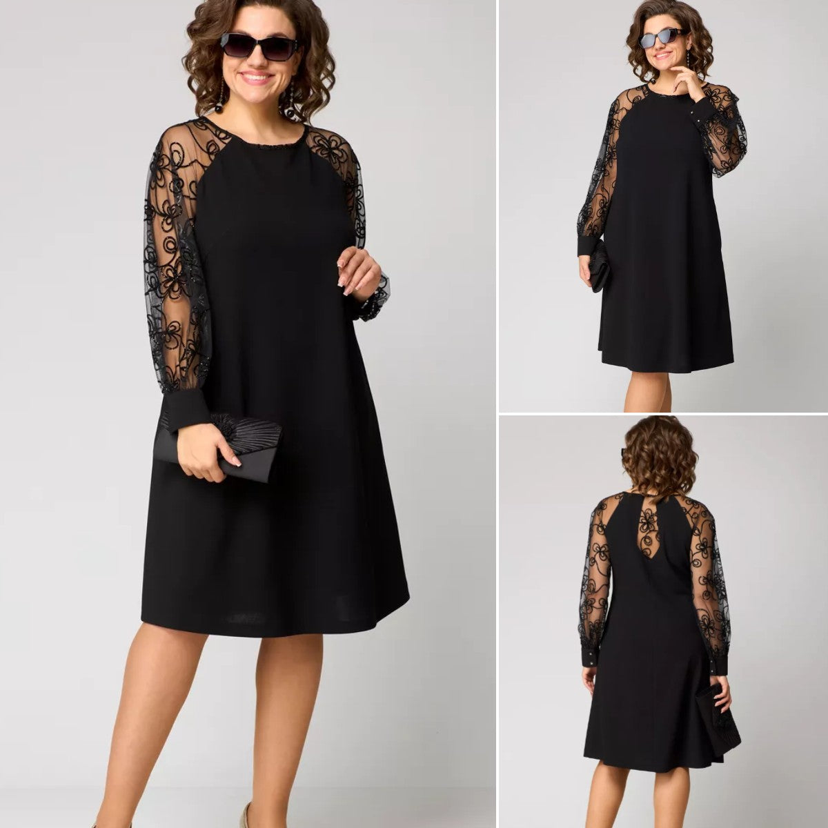 🔥✨【Jesienna nowość】【S-5XL】🍁🍂Nowa elegancka sukienka z wysokiej jakości koronki w stylu vintage-4246353