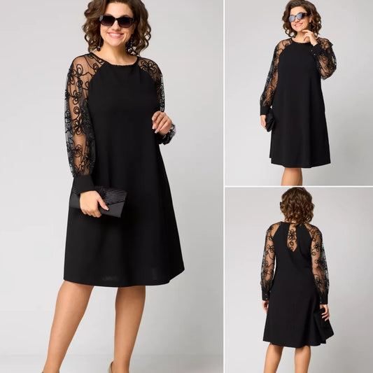 🔥✨【Jesienna nowość】【S-5XL】🍁🍂Nowa elegancka sukienka z wysokiej jakości koronki w stylu vintage-4246353
