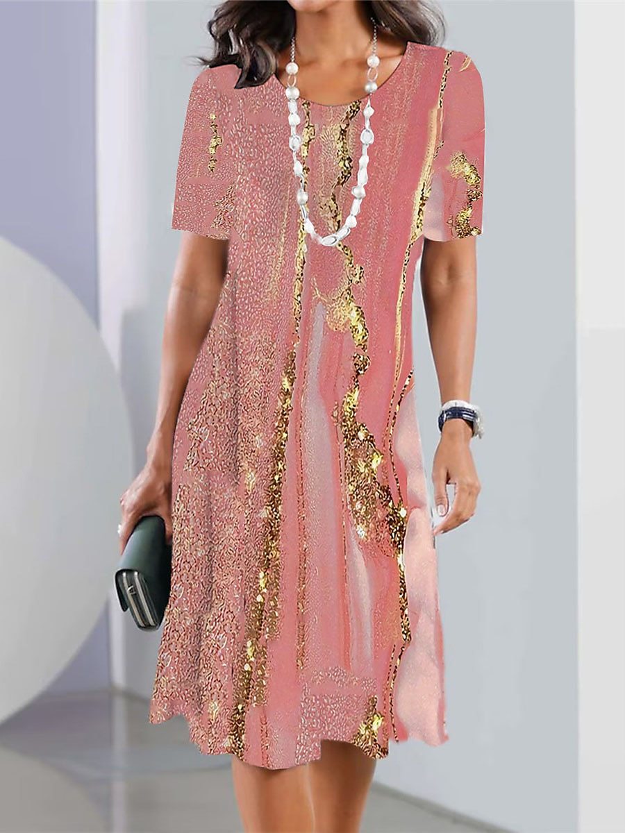 Vestido de mujer sexy 2026 con escote redondo y estampado【XS-8XL】