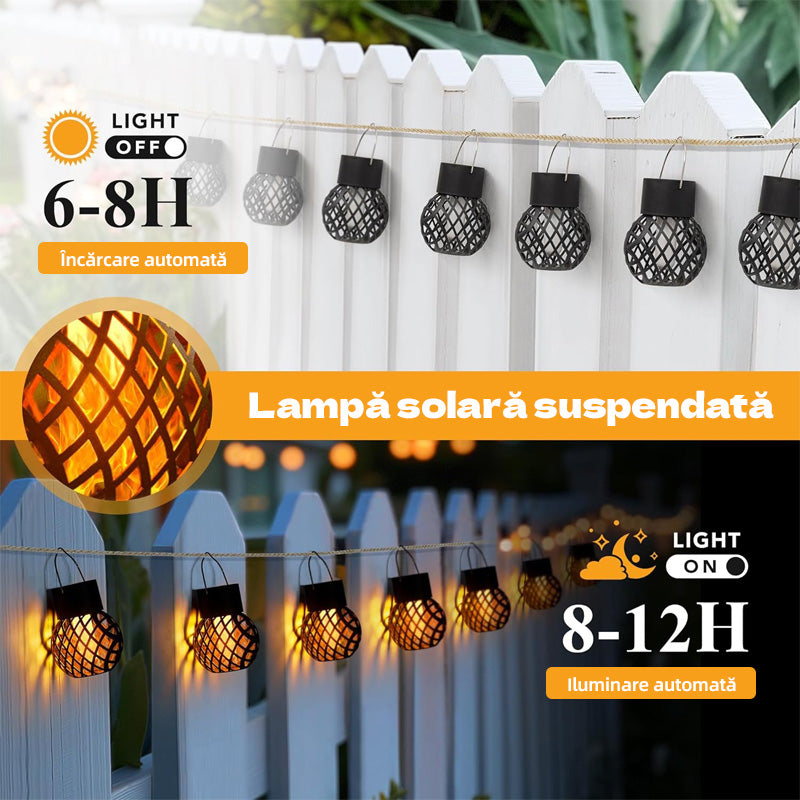 💡🏕️🔥💡🏕️【1 set de 4】🔥Lampă solară cu pandantiv cu flacără, lampă cu flacără cu LED-uri impermeabile pentru exterior-4081688