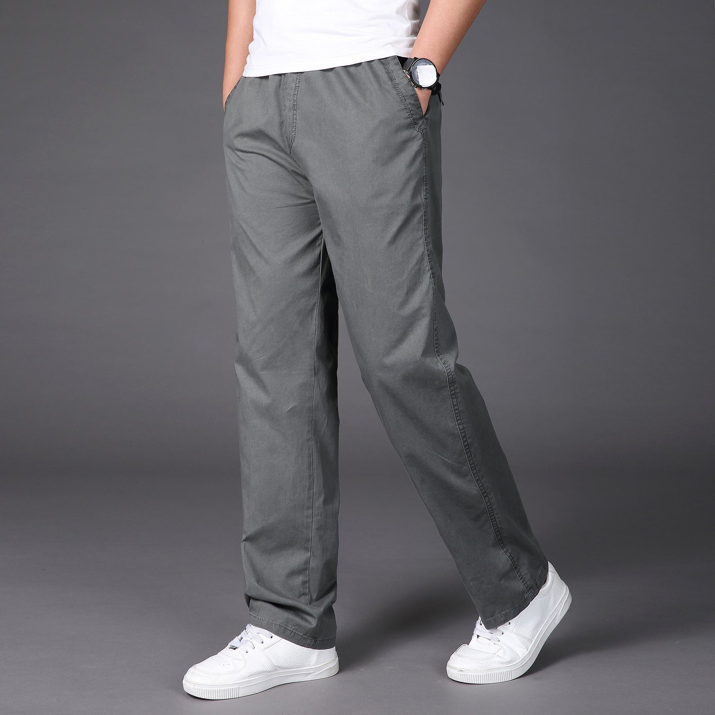 🔥【50-130KG】2025 noi pantaloni drepti casual pentru bărbați de mărime mare-4078591